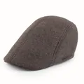 Κλασικό καφέ ανδρικό καπέλο flat cap με ανάγλυφη υφή και vintage στυλ newsboy - Ένα μέγεθος / Στυλ με όψη μαλλιού / Καφέ
