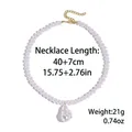 Collier de perles baroques élégant avec pendentif irrégulier et extension 40+7cm - Collier de Perles avec Grand Pendentif Perle Baroque Irrégulière (N2608-16)