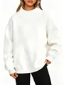 Elegante sudadera blanca extragrande para mujer con cuello alto y forro polar grueso - S / Tops / Blanco