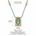 Gemini zodiac enamel square pendant necklace with multicolor adjustable woven rope - Gemini