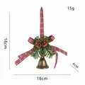 Campanella decorativa natalizia con pigne e nastro a quadri rossi misura 18x18cm - 13# Ornamento Campana Pigna Bronzo Antico (3.8cm)