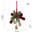 Decorazione natalizia con pigne, campane dorate e fiocco di velluto rosso, 24cm - Pendaglio a tre campane stile Ins coreano (10x16cm)