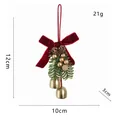 Decorazione natalizia con fiocco di velluto rosso, pigne e campanelli, misura 12x10cm - Pendaglio a doppia campana dorata n. 19 con nastro rosso