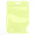 Sachet d'emballage mat translucide vert néon avec fermeture éclair et trou d'accroche - Jaune