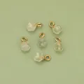 Mini-Anhänger aus facettiertem Naturstein mit goldener Edelstahlschlaufe für DIY-Schmuck - Hellgrüner Naturstein Anhänger (ME1324S) / 1 Stück / Gold