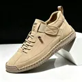 Stylish khaki mid-top men's outdoor leisure Martin boots featuring hand-stitched detailing - 38 / Mid-Top Martin Boots (9888) / Apricot