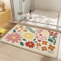 Tappeto da bagno floccato con motivo floreale vivace e base antiscivolo super assorbente - Fiori selvatici nel campo