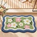 Tappeto da bagno floreale carino, assorbente e antiscivolo per decorazioni casa moderna. - Fiori e foglie leggere