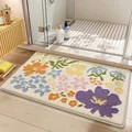 Tappeto da bagno a fiori colorati, antiscivolo, alta assorbenza e asciugatura rapida - Fiori viola della riva