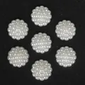 Set di toppe floreali in perle ABS bianche per decorazioni di accessori per capelli fai da te - Fiore Testa di Buddha / 16mm (50 Pezzi) / Beige