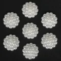 Eleganti toppe a fiore di perle ABS bianche per accessori per capelli fai-da-te e bijoux - Fiore Testa di Buddha / 22mm (Confezione da 20) / Beige
