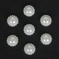 Eleganti cabochon di perle bianche in ABS a forma di fiore per accessori capelli. - Girasole / 8mm (200 Pezzi/Confezione) / Beige