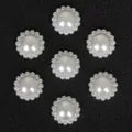 Toppe di perle ABS bianche a forma di fiore per accessori capelli fai da te, 7 pezzi - Girasole / 14mm (100 pezzi/confezione) / Beige