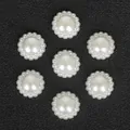 Eleganti toppe rotonde in perle ABS con bordo perlato per la creazione di accessori. - Girasole / 100 Pezzi/Confezione (12mm) / Beige