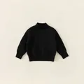 Minimalistische zwarte gebreide trui voor kinderen gezellige winter - 80 / Top (Pre-order-DY82024) / Zwart