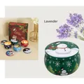 Lavendel-Duftkerze für Weihnachten in dekorativer grüner Dose mit Schneemann-Motiv - Weihnachts-Lavendelduft / Weihnachten Ohne Karton