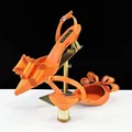 Elegante oranje slingback pumps met puntige neus en een schitterende strik met strass - 38 / Oranje