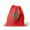 Detailed close-up view of a durable Morocco flag drawstring bag for travel and sport use - Morocco Style (26SJBSKD) / 50*41cm
