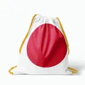 Lightweight white drawstring backpack featuring a red sun Japan flag design and yellow straps - Japan Style (26SJBSKD) / 50*41cm