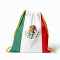 Detailed view of Mexico flag drawstring bag with vibrant colors and emblem - Mexico Style (26SJBSKD) / 50*41cm