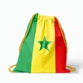Detailed view of portable drawstring backpack with Senegal flag design for sports - Senegal Style (26SJBSKD) / 50*41cm