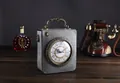 Élégant sac à main vintage argenté en forme d'horloge avec poignée en bronze et chiffres romains - Gris Argent