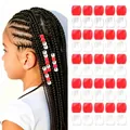 Close-up of 50 red and clear large hole hair beads for DIY African braid styling - 50 Pieces/Pack / Transparent Red
