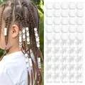 Set mit 50 weißen und klaren Haarperlen mit großen Löchern für afrikanische Zöpfe Dekoration - 50 Stück Packung / Weiß Transparent