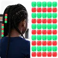 Detail von 50 bunten Haarperlen mit großem Loch für afrikanische Zöpfe und Dreadlocks - 50 Stück Packung / Rot und Grün