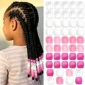 Professionelles Set mit 50 bunten großloching Perlen für Haarzöpfe in Rosa- und Weißtönen - 50 Stück Packung / Mehrfarbig