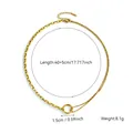 Collana asimmetrica minimalista in acciaio inox dorato con maglia a cerchio, 17,71 pollici - 81057 Collana con Anello a Cerchio / Oro