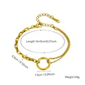 Bracciale asimmetrico in acciaio al titanio dorato con ciondolo a cerchio e misure - 7885 Bracciale con Anello a Cerchio / Oro