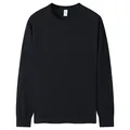 Minimalistisches schweres schwarzes Langarm-T-Shirt mit Rundhalsausschnitt aus Baumwolle - 3XL / Oberteile / Rippbündchen Schwarz