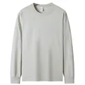 Schweres 230g lockeres Baumwoll Langarmshirt mit Rundhalsausschnitt in Beige - 3XL / Oberteile / Rippbündchen Möwengrau