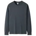 Klassisches schweres Baumwoll-Langarmshirt in Dunkelgrau mit Rundhalsausschnitt und Bündchen - 3XL / Oberteile / Rippbündchen Anthrazit