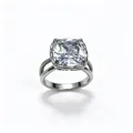 Macro view of a punk style stainless steel ring with a large square cushion cut stone - Size 5 / Steel White Rhinestone