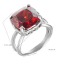 Vintage punk style stainless steel ring with a large square red stone, 14mm width - Size 5 / Steel Red Zircon