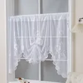 Elegante tenda a vetro in pizzo bianco con fiori, mantovana corta per finestre - 100*150cm [187g] / Bianco