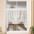 Elegante tenda da caffè in pizzo bianco con delicato ricamo floreale per finestre - 100*150cm [187g] / Beige