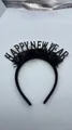 Festlicher schwarzer Happy New Year Tinsel-Haarreif für Partyfeiern und Fotokabinen - Stil 1-Buchstaben Lametta