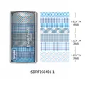 Set of 7 rolls of blue grid pattern washi tape in various widths for DIY handbook decoration. - 7 Rolls/Pack / Blue Series-1