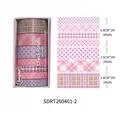 Washi tape set met ruitjes in roze en paars voor DIY journaling - 7 Rollen/Pak / Paarse Serie-2