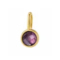 Ciondolo in argento sterling S925 con gemma viola tonda sfaccettata, finitura oro - A4947-Ciondolo Tondo in Zirconia Viola (Solo Ciondolo, Senza Catena) / Argento 925