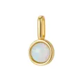 Elegante ciondolo in argento s925 placcato oro con pietra opale rotonda iridescente - A4947-Ciondolo Tondo in Opale Sintetico (Solo Ciondolo, Senza Catena) / Argento 925