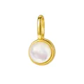 Elegante ciondolo in argento s925 dorato stile francese con madreperla bianca rotonda - A4947-Ciondolo Tondo in Madreperla Bianca (Solo Ciondolo, Senza Catena) / Argento 925