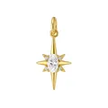 Pendaglio a stella in argento sterling s925 dorato con pietra ovale in zirconia - A4840-Ciondolo Stella Polare in Zirconia Bianco (Solo Ciondolo, Senza Catena) / Argento 925