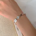 Stylish silver-toned chain bracelet with 'made for you' and cartoon girl charms - Portrait Engraved Pendant Bracelet (3398)