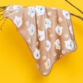 Coperta per animali in pile corallo marrone caldo con motivi di orsi bianchi e zampe - L(76x53cm) / Orso Bruno con Impronte