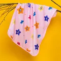 Morbida coperta per animali in pile corallo rosa con motivi a stelle e orsetti colorati - M (60x40cm) / Stampa a Stelle a Cinque Punte