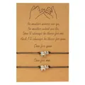 Set of two black wax cord bracelets with elephant charms on friendship message card - Elephant Style / Set of 2 / Black + Silver